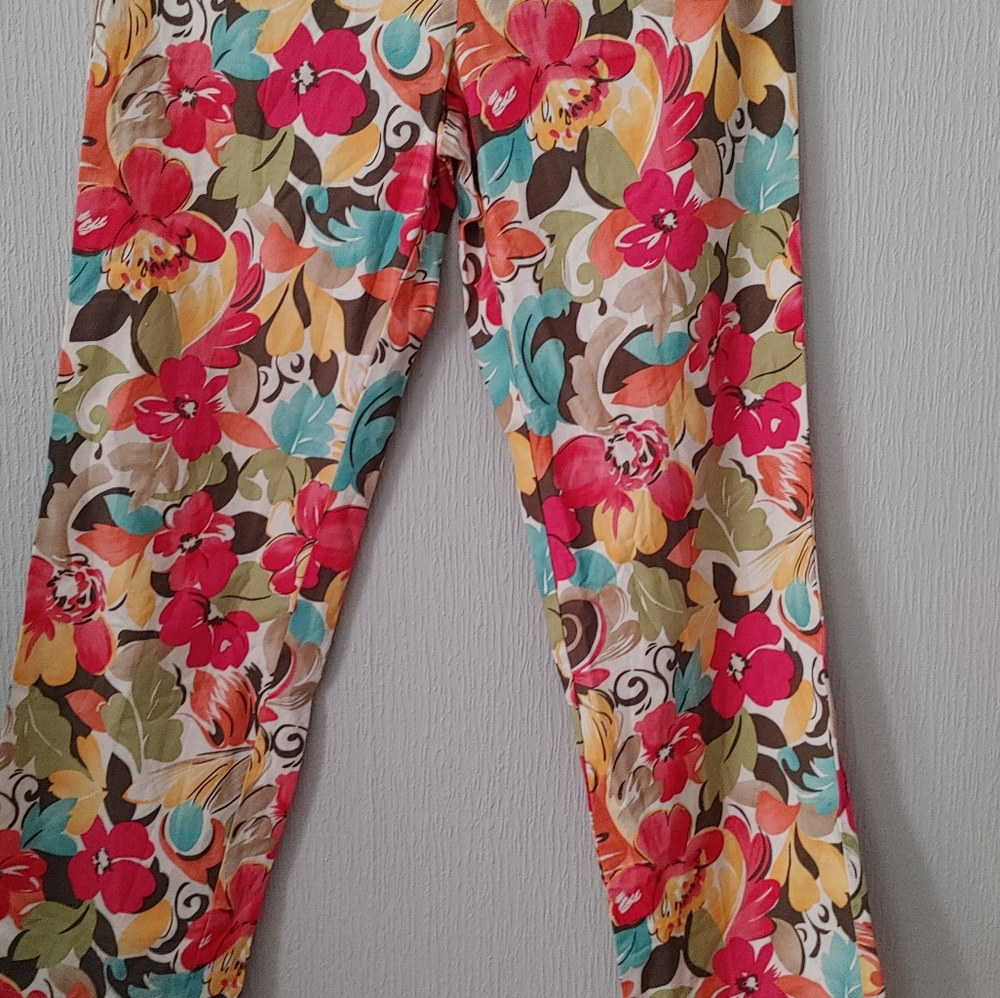Talbots Floral Cigarette Pants Size 12